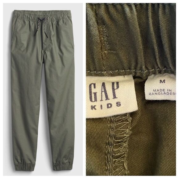 GAP Boys Olive Jogger Pants Medium Elastic Comfort Waistband - Picture 1 of 6